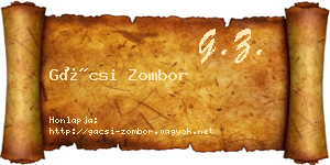 Gácsi Zombor névjegykártya
